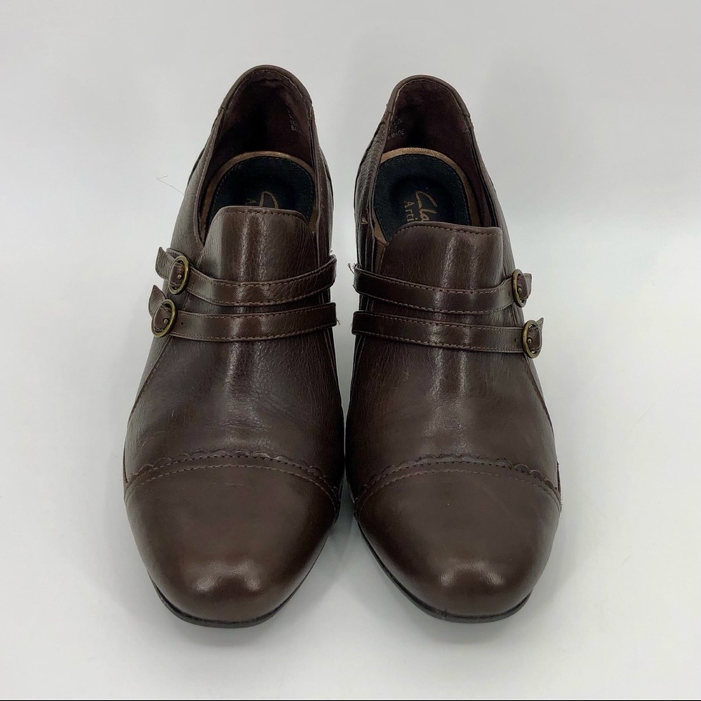 Clarks Brown Leather Heels - Picture 5 of 16
